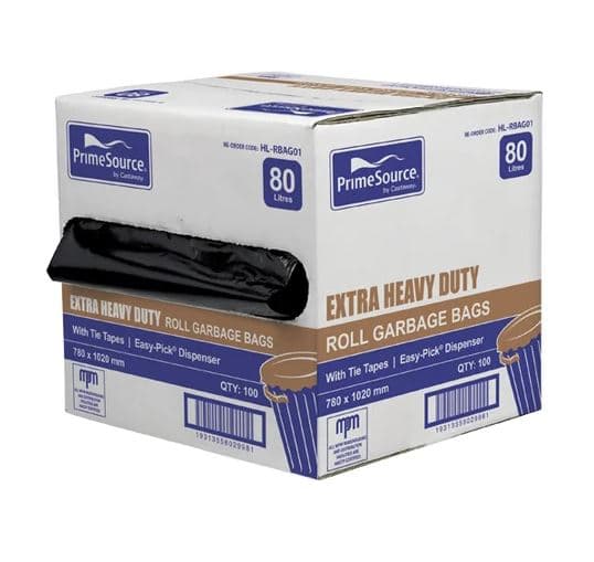 80ltr Heavy Duty Rubbish Bag 780 x 1020mm 100/roll