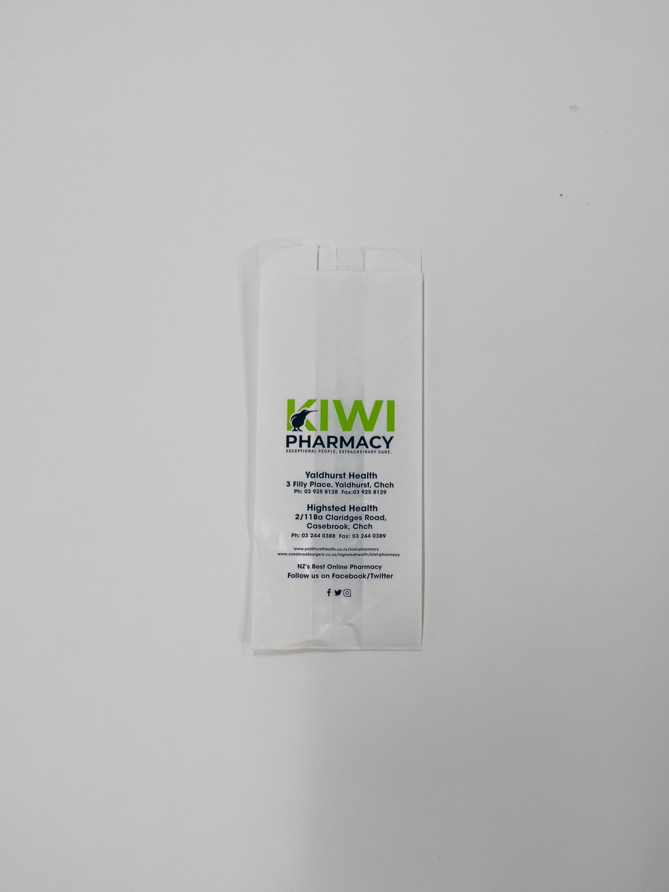 Kiwi Pharmacy SB White Bag 90 x 60 x 220mm 1000/pkt