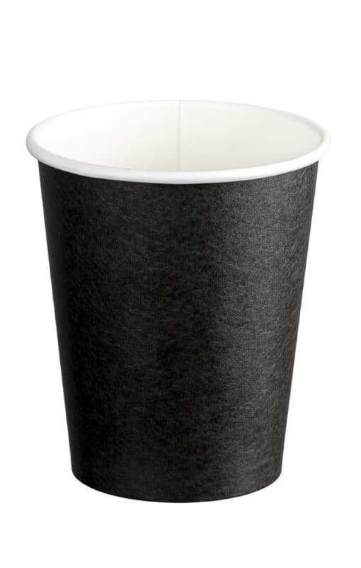 Plain Black Hot Cup PE Single Wall 400ml 12oz 1000/ctn
